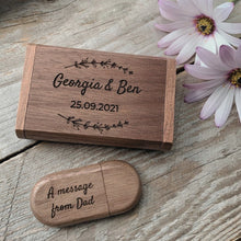 Load image into Gallery viewer, Personalised Oval Wooden USB With Box
