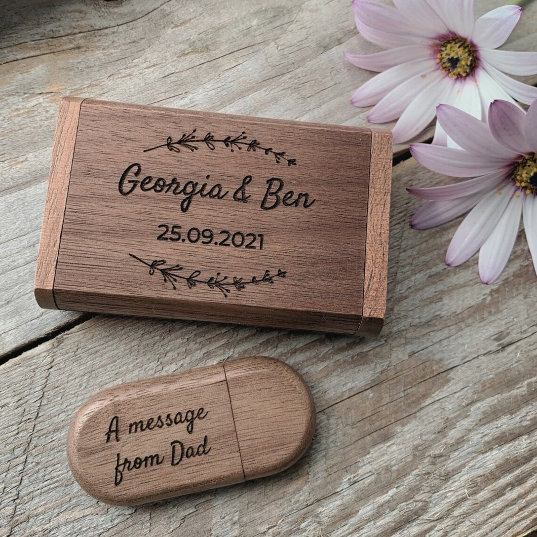Personalised Oval Wooden USB With Box