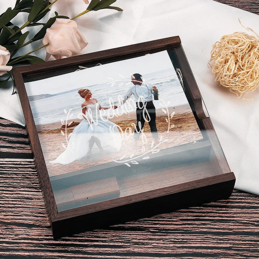 Personalised 6x4 Wedding USB Photo Print Box With Acrylic Lid 4GB-64GB