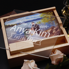 Cargar imagen en el visor de la galería, Personalised 6x4 Wedding USB Photo Print Box With Acrylic Lid 4GB-64GB
