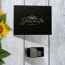 Lade das Bild in den Galerie-Viewer, Personalised Leather USB With Black Printed Gift Box 4GB - 64GB Custom Logo
