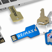Load image into Gallery viewer, Personalised Metal Key USB Flash Drive Stick Custom Logo 8GB - 64GB
