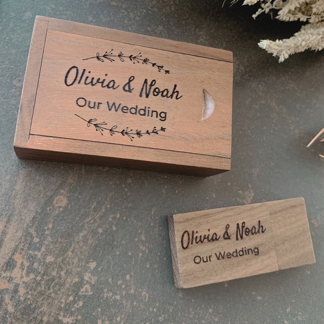 Wedding Block USB Flash Drive With Wooden Gift Box 4GB- 64GB