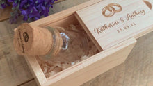 Load and play video in Gallery viewer, Personalised Cork Glass Bottle With Wooden Wood USB With Box 4GB- 64GB
