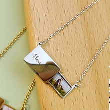 Load and play video in Gallery viewer, Personalised Custom Photo Envelope Necklace - Stainless Steel
