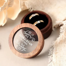 Load image into Gallery viewer, Personalised Wooden Wedding Ring Box With Acrylic Lid
