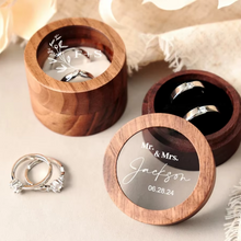 Load image into Gallery viewer, Personalised Wooden Wedding Ring Box With Acrylic Lid
