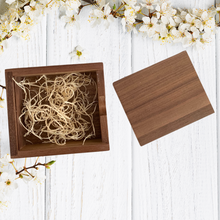 Load image into Gallery viewer, Personalised Square Walnut or Maple Sliding USB Gift Box - Jewellery, Trinket
