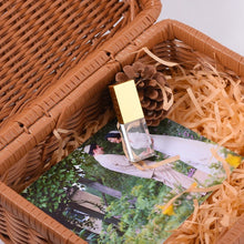 Load image into Gallery viewer, Personalised USB With Wicker Basket Photo Gift Box Case For Wedding Or Anniversary
