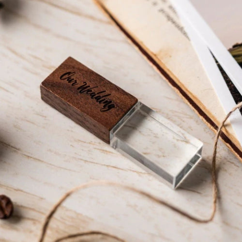 Crystal Rectangle Wooden USB Flash Drive Stick 4GB - 64GB - Etchoo