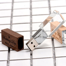 गैलरी व्यूवर में इमेज लोड करें, Crystal Rectangle Wooden USB Flash Drive Stick 4GB - 64GB - Etchoo
