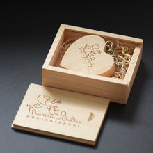 Load image into Gallery viewer, Personalised Wooden Wood Heart USB With Box 4GB-64GB
