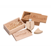 Load image into Gallery viewer, Personalised Wooden Wood Leaf USB With Box 4GB-64GB
