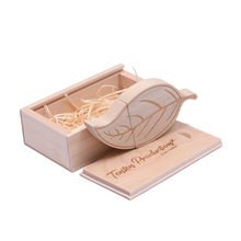 Load image into Gallery viewer, Personalised Wooden Wood Leaf USB With Box 4GB-64GB
