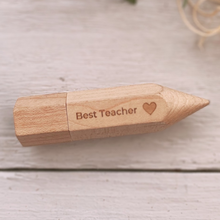 गैलरी व्यूवर में इमेज लोड करें, Personalised Wooden USB Pencil 4GB - 64GB Teacher Gift
