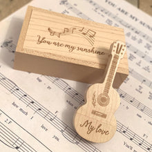 Load image into Gallery viewer, Personalised Guitar Wooden Wood USB With Box 4GB-64GB - Etchoo
