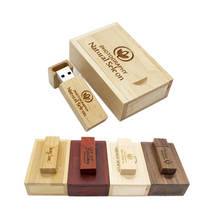 Load image into Gallery viewer, Personalised Wooden Wedding USB With Gift Box 4GB-128GB
