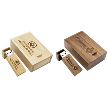 Charger l&#39;image dans la galerie, USB en bois en bois de rectangle personnalisé avec la boîte 4GB-128GB

